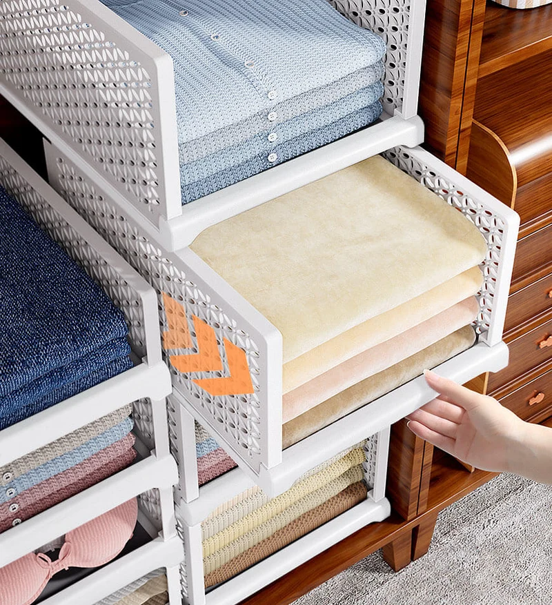 Joybos®Boîte de Rangement Blanche Empilable pour Vêtement