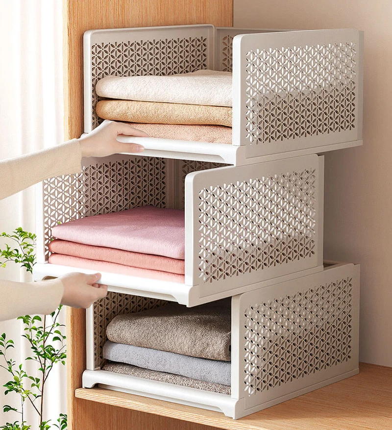 Joybos®Boîte de Rangement Blanche Empilable pour Vêtement