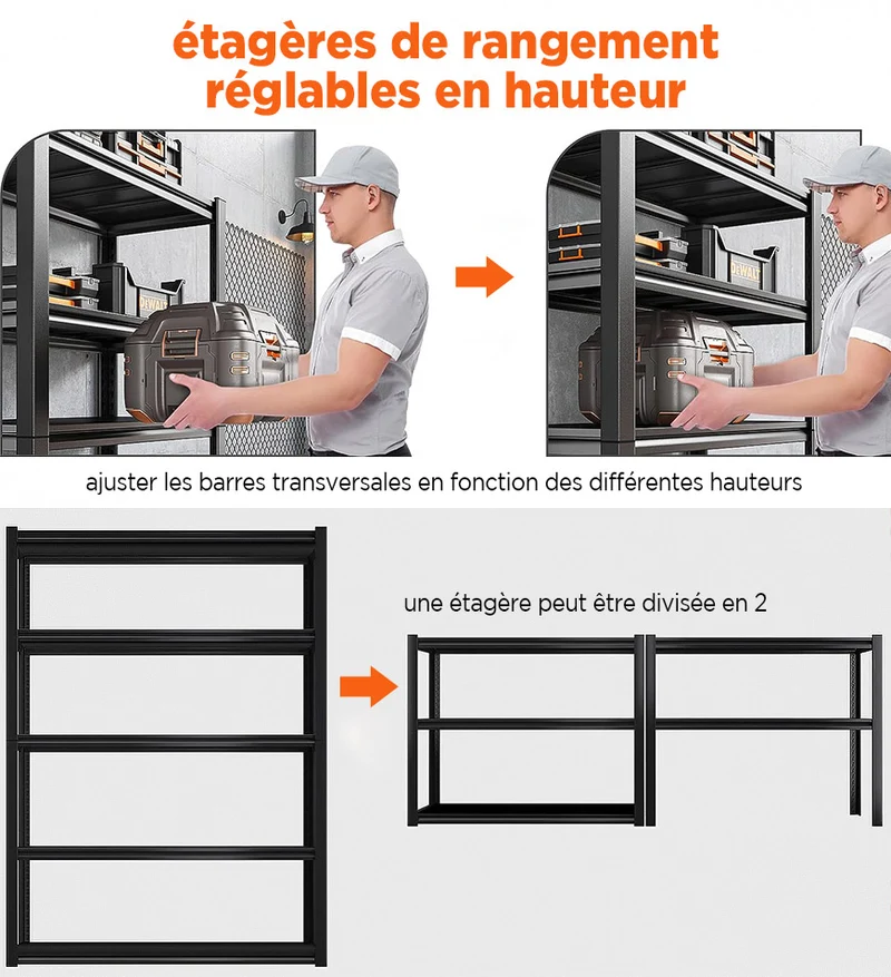 Joybos® Étagères de Rangement de Garage en Métal Robustes