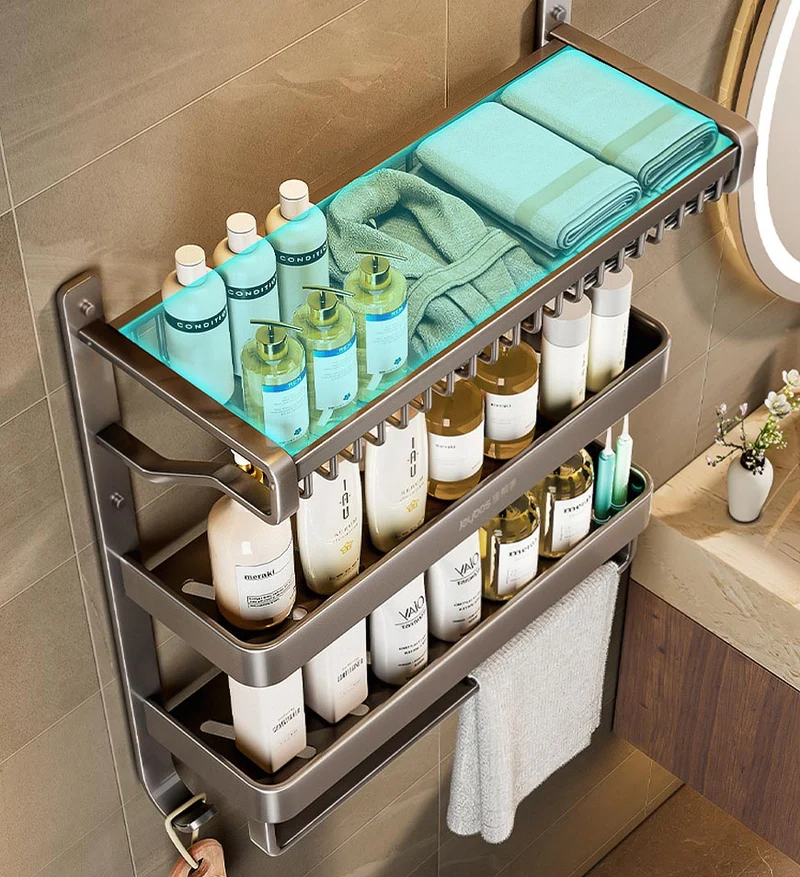 Joybos® Support de Rangement Mural en Métal pour Salle de Bain à 3 Niveaux F205