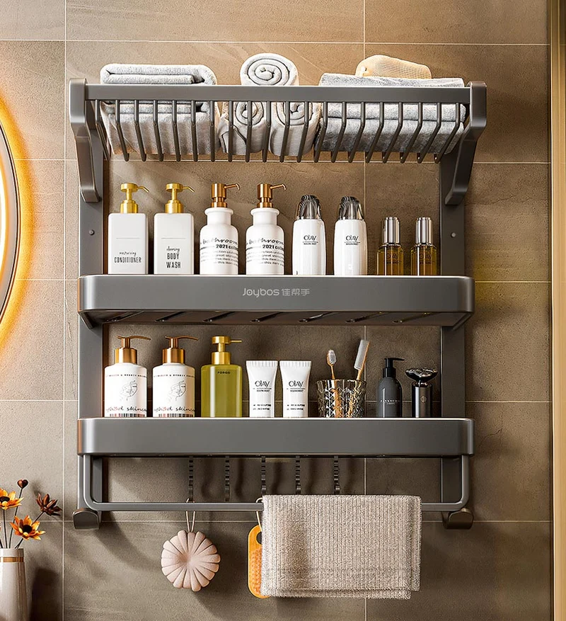 Joybos® Support de Rangement Mural en Métal pour Salle de Bain à 3 Niveaux F205
