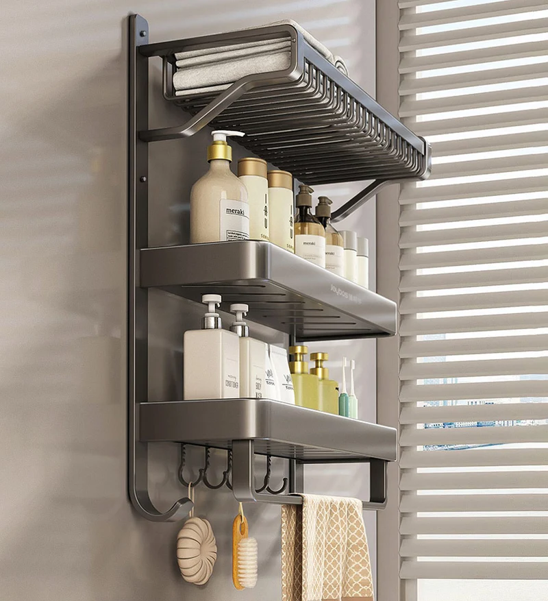 Joybos® Support de Rangement Mural en Métal pour Salle de Bain à 3 Niveaux F205