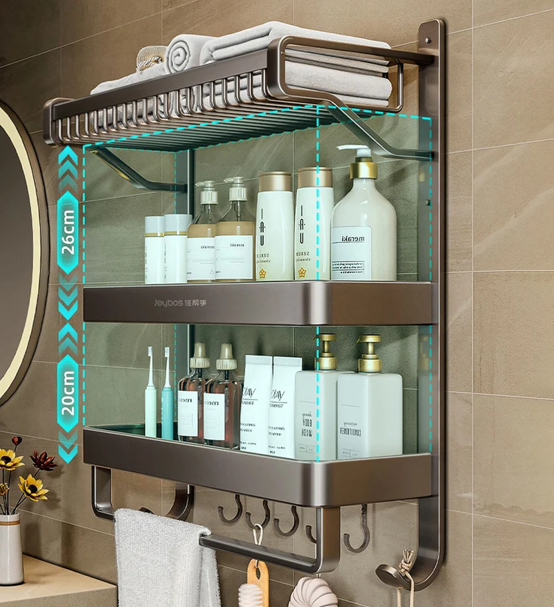 Joybos® Support de Rangement Mural en Métal pour Salle de Bain à 3 Niveaux F205