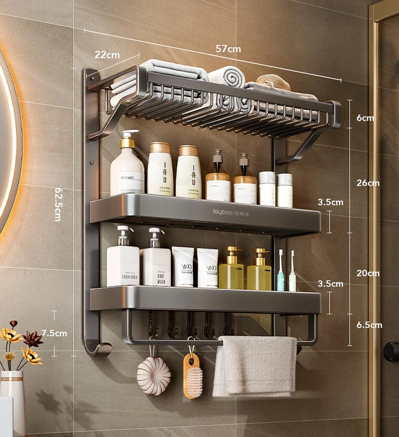 Joybos® Support de Rangement Mural en Métal pour Salle de Bain à 3 Niveaux F205