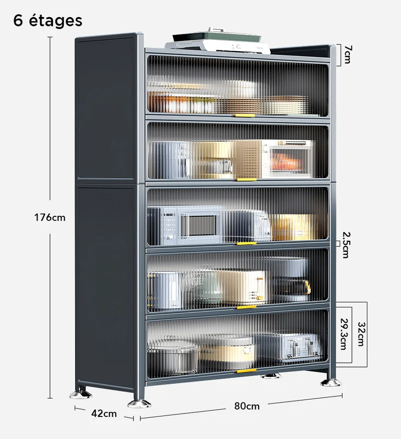 Joybos® 6 niveaux Grande Armoire de Rangement de Cuisine en Métal Mise à Niveau F118