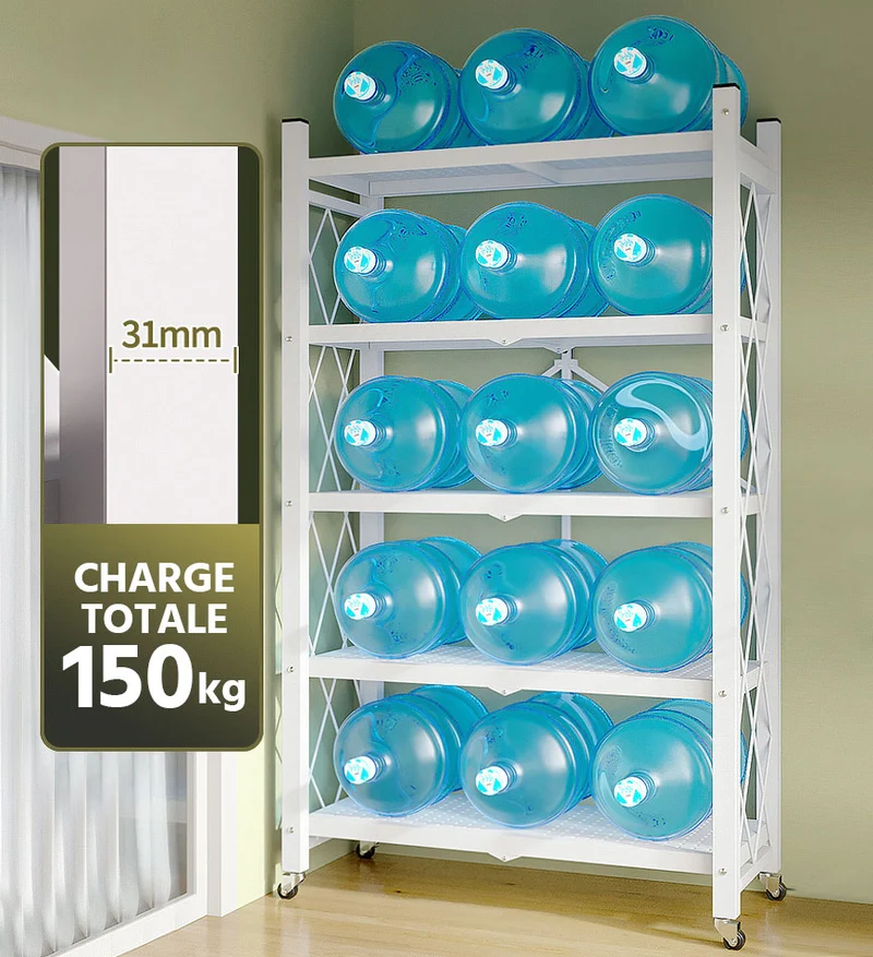 Joybos® Étagère Pliable Robustes avec Roues à 5 Niveaux F112