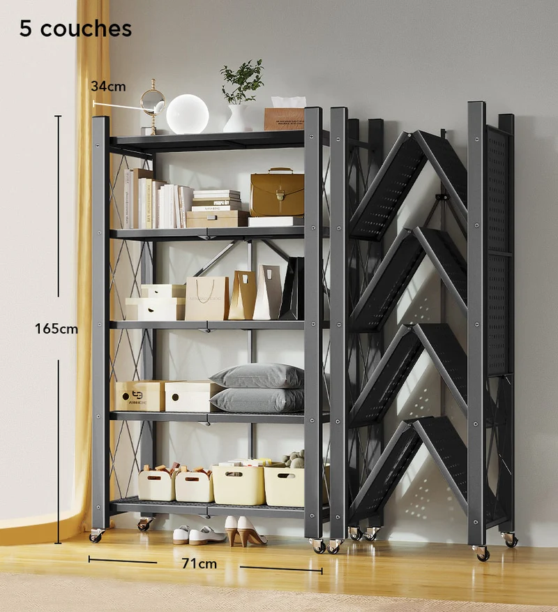 Joybos® Étagère Pliable Robustes avec Roues à 5 Niveaux F112