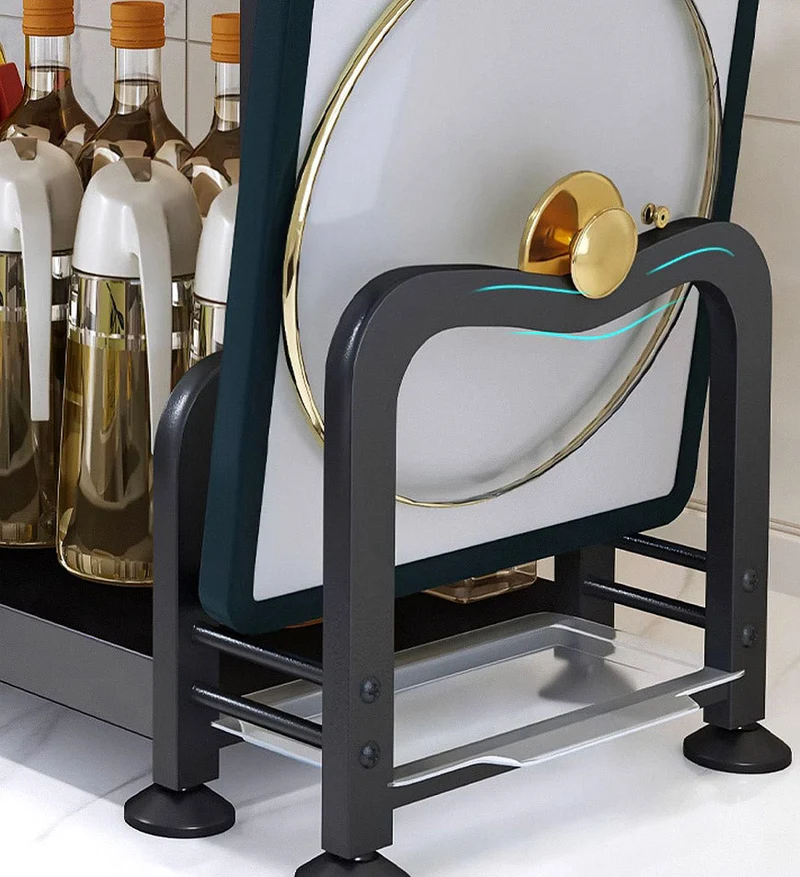Joybos® Organisateur de comptoir de cuisine à 2 niveaux avec portepour ustensiles F57