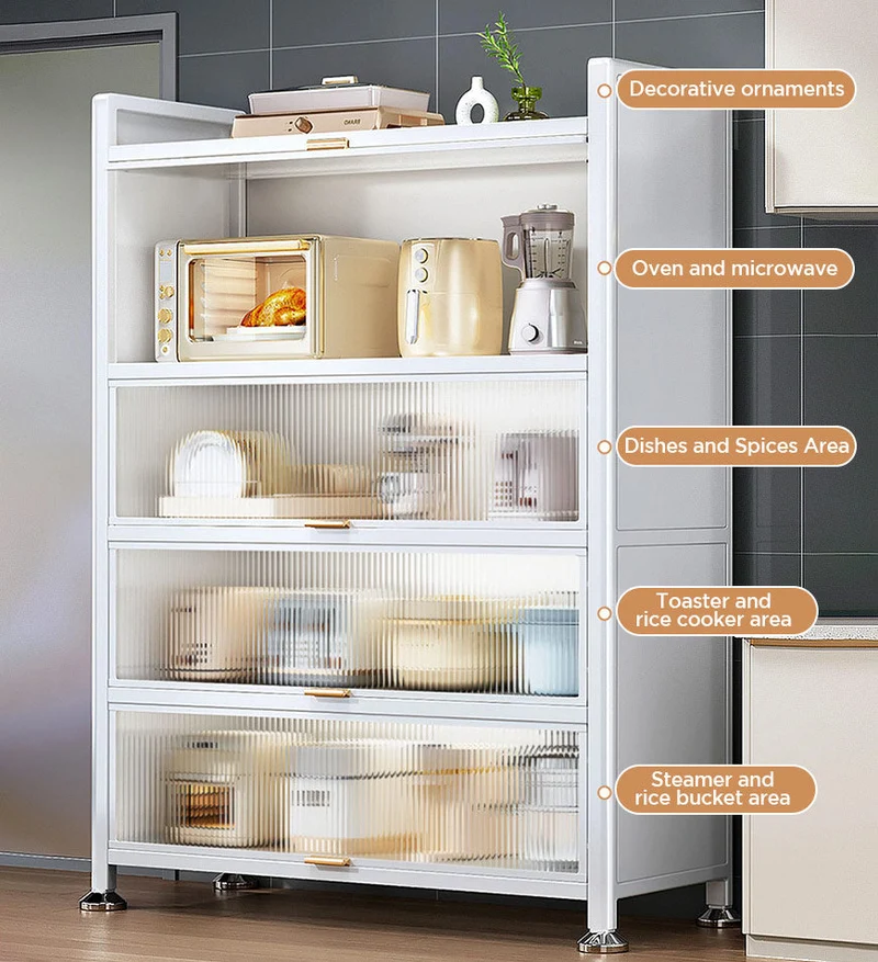 Joybos® Armoires de Rangement en Métal à 5 Niveaux avec Portes Transparentes F56