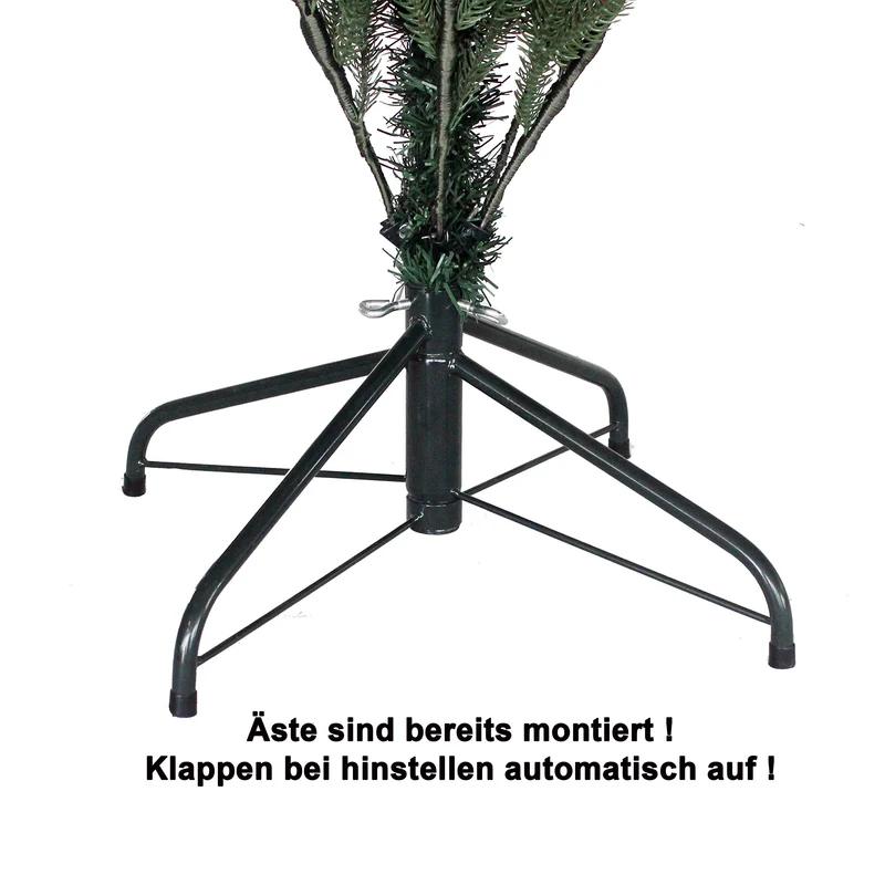 RS Trade 1418 PE Arbre de Noël Artificiel moulé Injection 150 cm (Ø env. 106 cm), env. 2375 Branches, Sapin presqu'ininflammable, système Pliable Montage Rapide, trépied Sapin de Noël métal Compris