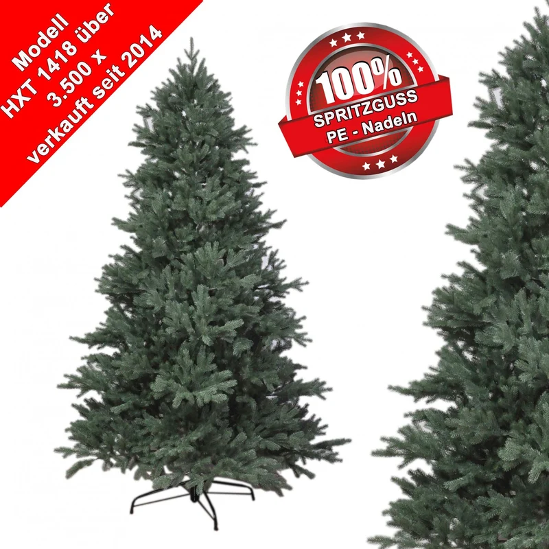 RS Trade 1418 PE Arbre de Noël Artificiel moulé Injection 150 cm (Ø env. 106 cm), env. 2375 Branches, Sapin presqu'ininflammable, système Pliable Montage Rapide, trépied Sapin de Noël métal Compris