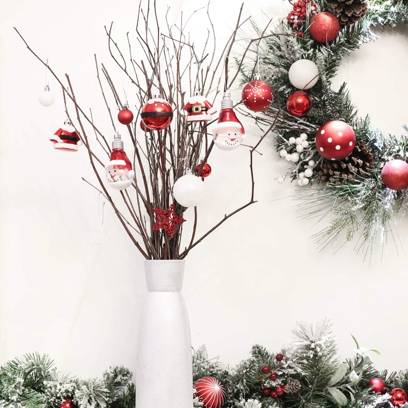 Valery Madelyn 70pcs Boules de Noël Ornements 3-6cm, décoration de Boules de Noël incassables en Plastique Rouge et Blanc, pendentifs de Sapin de Noël Cadeaux (Traditionnels)