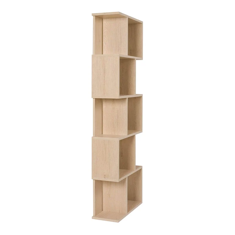 Rebecca Mobili RE4788 Étagère Moderne, bibliothèque en Bois, 5 étagères, Style Moderne, Beige, ameublement Salon, Maison, Bureau, 172,5 x 60 x 24 cm