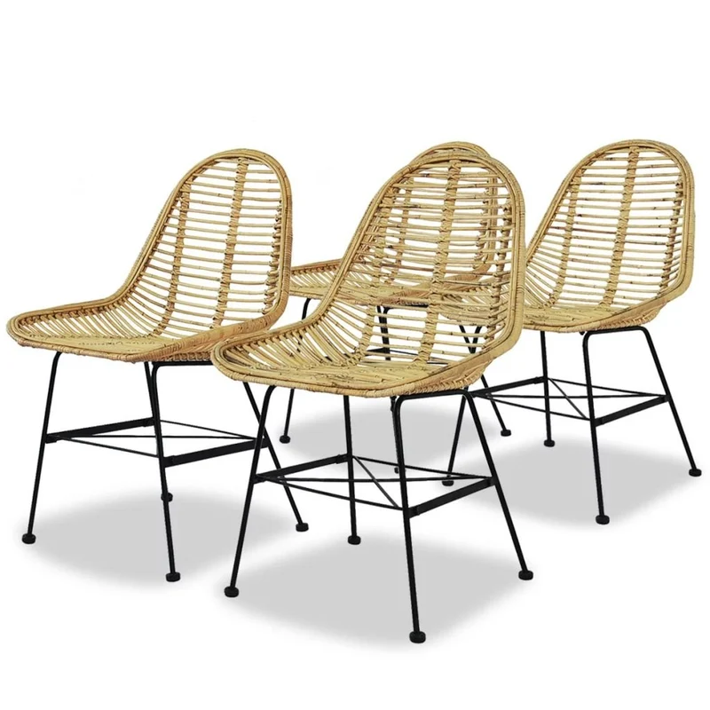 vidaXL 4x Chaises de Salle à Manger Résine Tressée Naturel Cuisine Dîner Repas