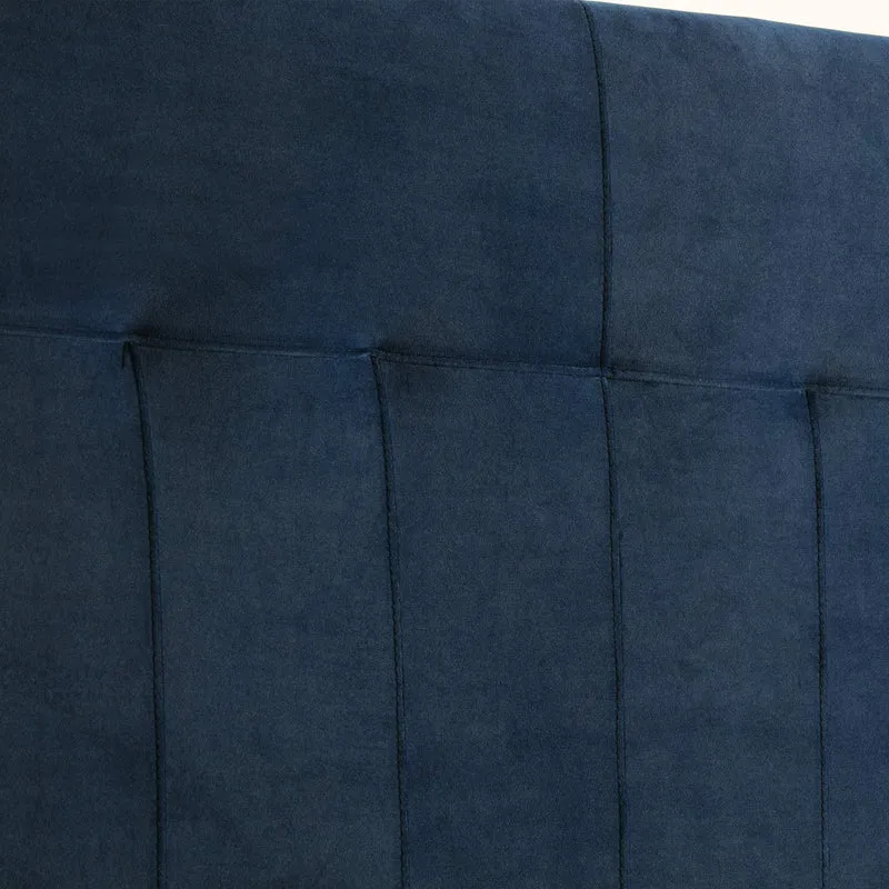 marcKonfort Tête de lit tapissée Napoles 140X100 cm Bleu, pour Couchage de 140, Velours, Pieds en Bois, quaincaillerie Incluse.