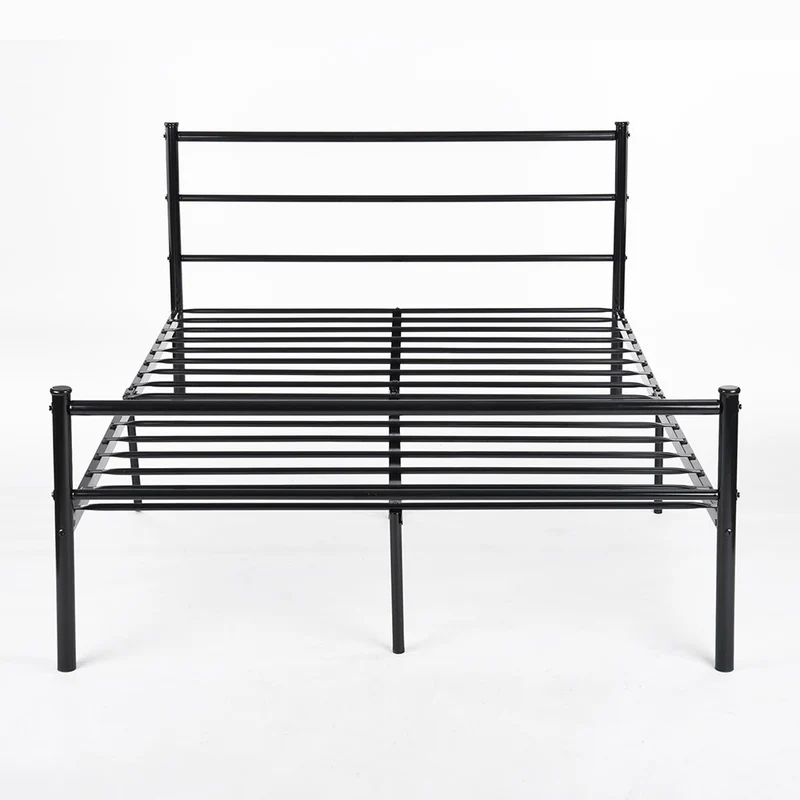 H.J WeDoo Lit en métal Design Double 2 Places Cadre de lit + Sommier Intégré 140x200cm (Lit Double) - Noir