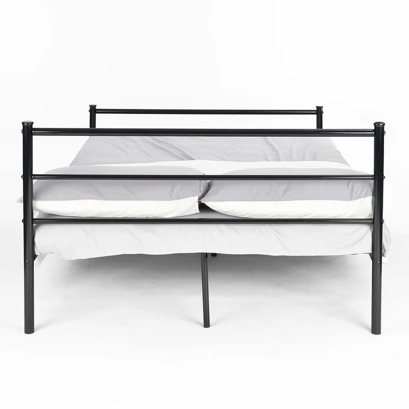 H.J WeDoo Lit en métal Design Double 2 Places Cadre de lit + Sommier Intégré 140x200cm (Lit Double) - Noir