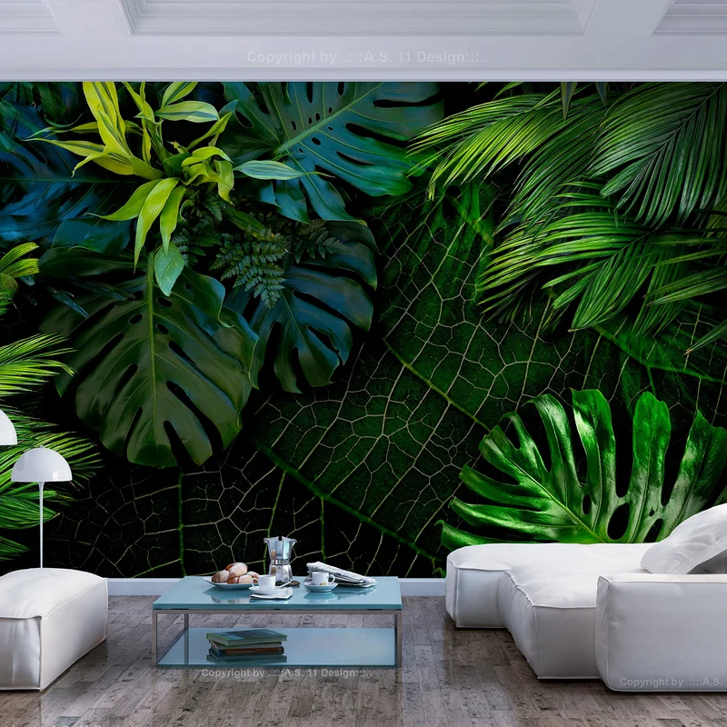 murando Papier peint intissé feuilles tropicales Monstera 350x256 cm Décoration Murale XXL Poster Tableaux Muraux Tapisserie Photo Trompe l'oeil Ornament Nature vert b-C-0224-a-a