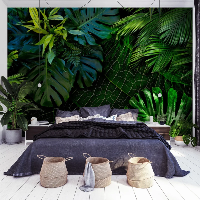 murando Papier peint intissé feuilles tropicales Monstera 350x256 cm Décoration Murale XXL Poster Tableaux Muraux Tapisserie Photo Trompe l'oeil Ornament Nature vert b-C-0224-a-a