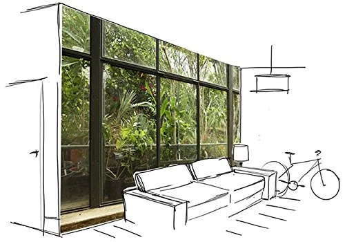 Scenolia Papier Peint Intissé Jardin et Patio Tropical 4 x 2,70m - Décoration Murale Effet Trompe l'Oeil - Revêtement Panoramique Tapisserie XXL - Pose Facile et Qualité HD