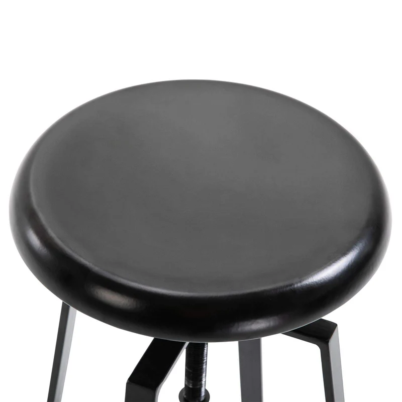 IDIMEX Lot de 2 tabourets de Bar BATILDA Chaise Haute pour Cuisine ou comptoir avec Assise réglable en Hauteur Style bistrot Design Retro Industriel, en métal laqué Noir