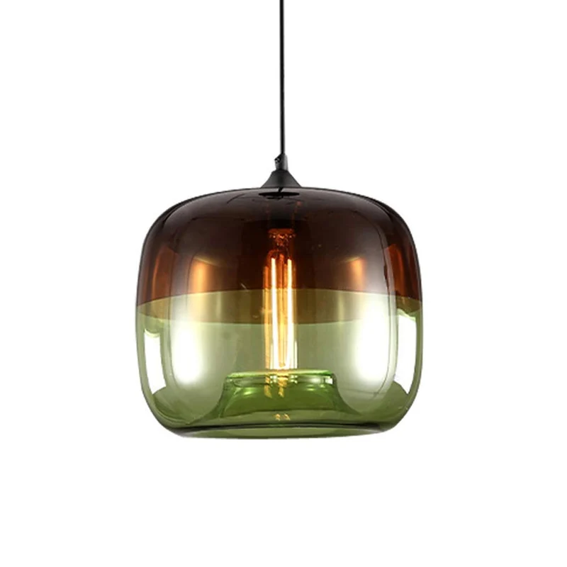 Moderne Nordique Art Déco Suspension Colorée en Verre Suspension Lampe Luminaires Led Clair Lanterne de Suspension en Plafond de Verre Pour Cuisine Restaurant Salon Chambre E27 / E26, D-B, vert