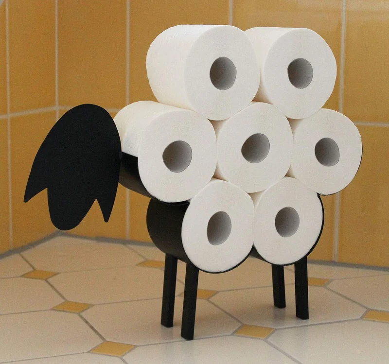DanDiBo Porte-rouleau de papier toilette en métal noir sur pieds, en forme de mouton