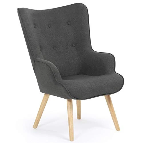 IDMarket - Fauteuil scandinave Ivar en Tissu Gris Anthracite