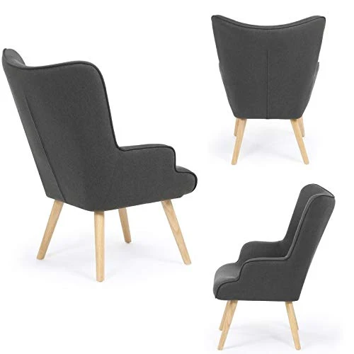 IDMarket - Fauteuil scandinave Ivar en Tissu Gris Anthracite