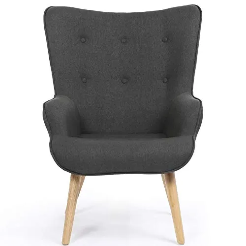IDMarket - Fauteuil scandinave Ivar en Tissu Gris Anthracite