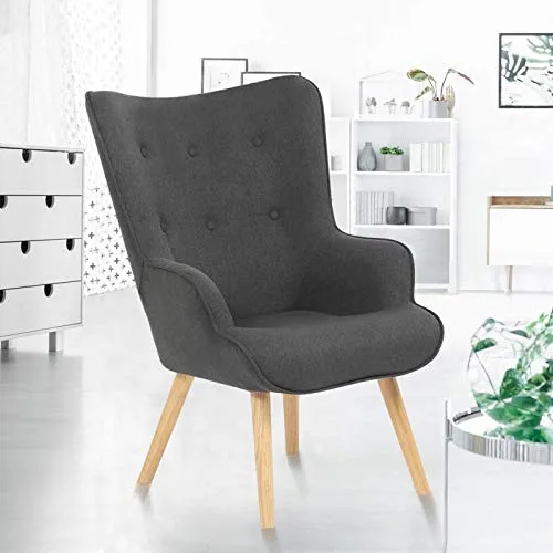 IDMarket - Fauteuil scandinave Ivar en Tissu Gris Anthracite
