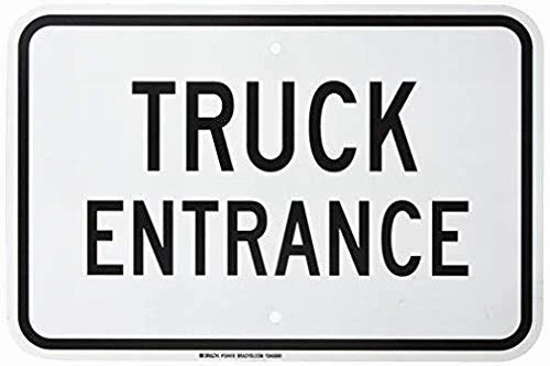 Truck Entrance Panneau d'avertissement en métal avec Inscription en Anglais « Caution » pour propriété 20 x 30 cm Noir sur Blanc