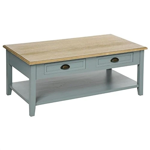 Table basse campagne 4 tiroirs en bois gris Damian