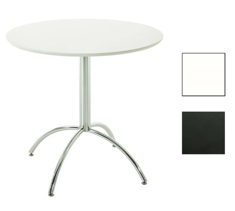 CLP Table de Bistro Ronde MARVILLE Ø 80 cm Hauteur de 75 cm Piètement en Métal Stable I Plateau de Table en Bois MDF I Table de Terrasse et Balcon Ronde Blanc