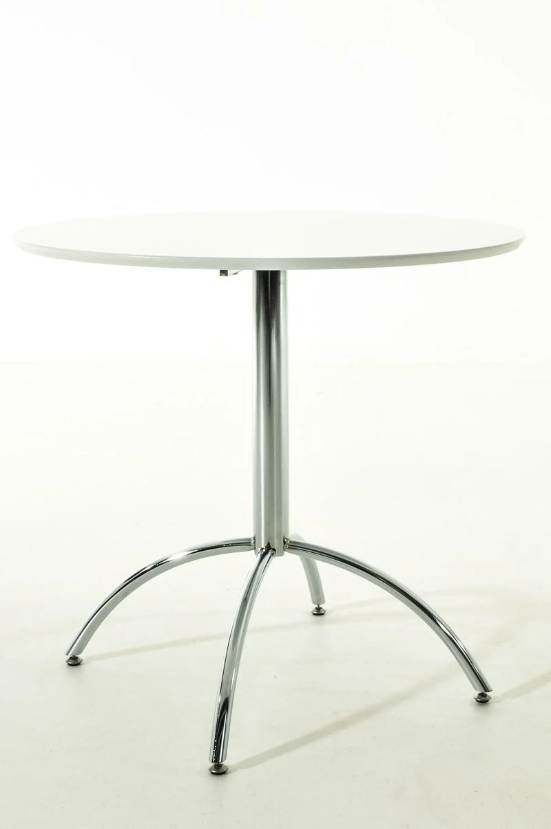 CLP Table de Bistro Ronde MARVILLE Ø 80 cm Hauteur de 75 cm Piètement en Métal Stable I Plateau de Table en Bois MDF I Table de Terrasse et Balcon Ronde Blanc