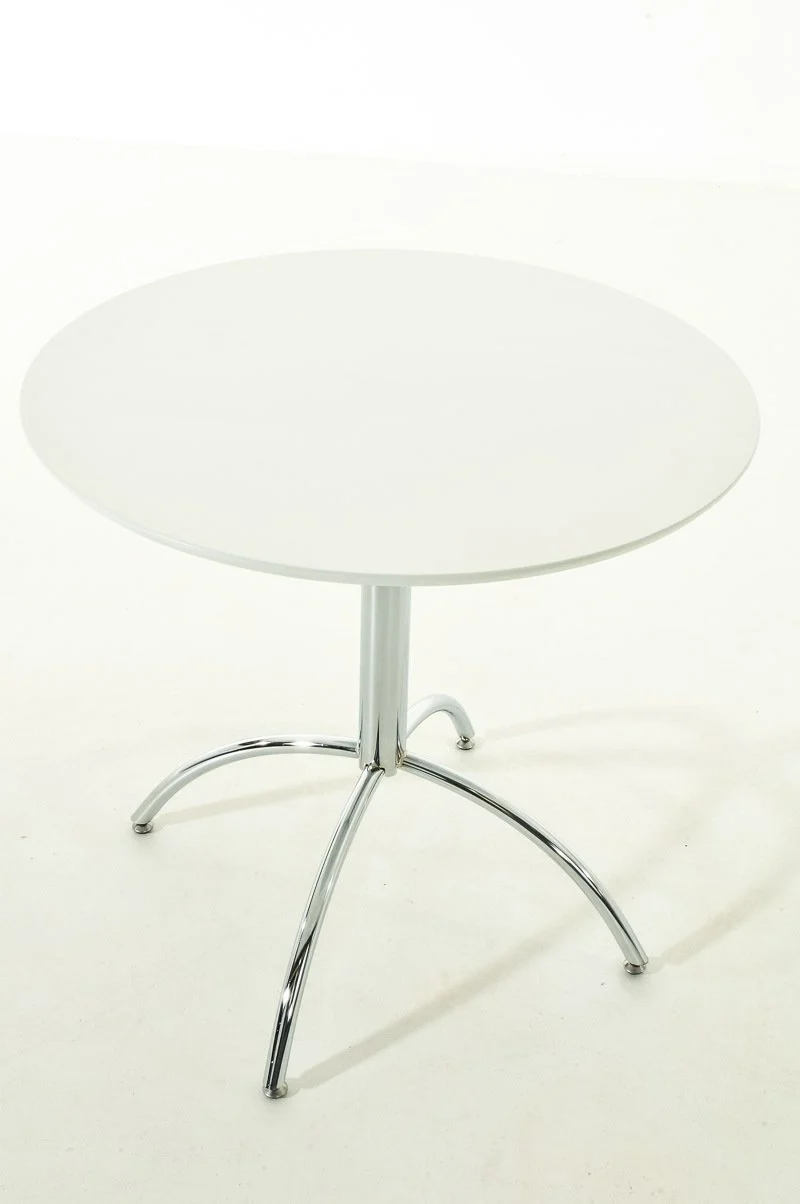 CLP Table de Bistro Ronde MARVILLE Ø 80 cm Hauteur de 75 cm Piètement en Métal Stable I Plateau de Table en Bois MDF I Table de Terrasse et Balcon Ronde Blanc