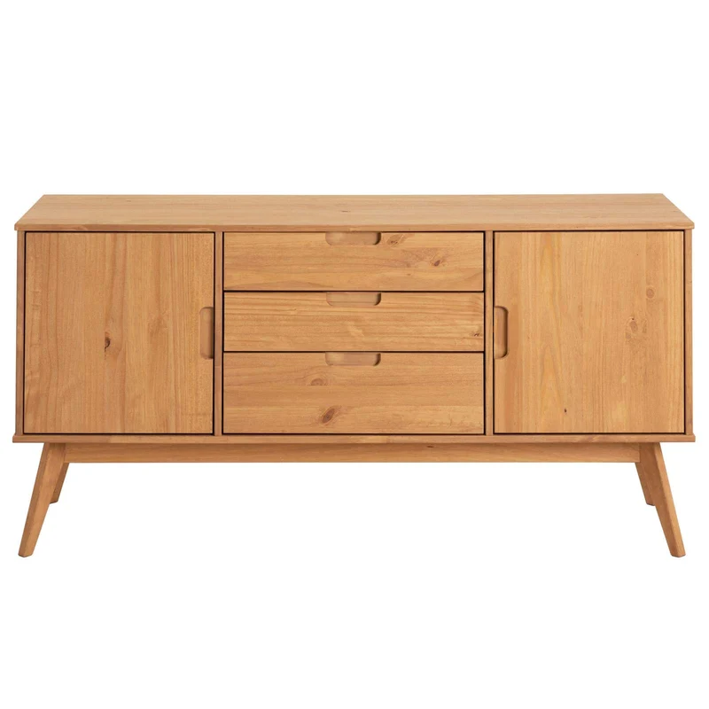 IDIMEX Buffet Tivoli Style scandinave Design Vintage Nordique Commode bahut vaisselier avec 3 tiroirs et 2 Portes battantes, en pin Massif Finition Bois Naturel teinté