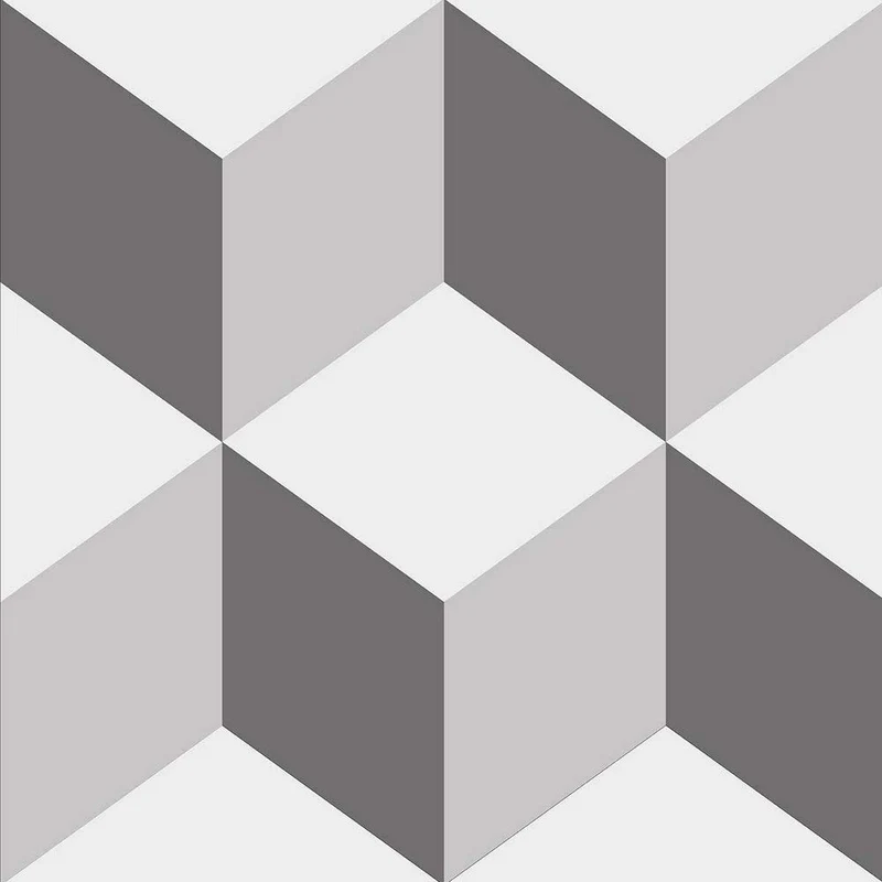 DRAEGER - Carrelage Adhésif Mural - Stickers Carrelage pour redécorer Facilement Votre intérieur - Lot de 6 Carrés Adhésifs Motifs Cube 3D Gris 15 x 15 cm