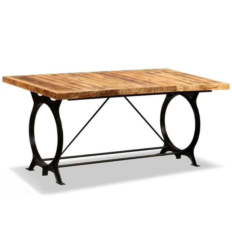Festnight Table de Salle à Manger Industriel en Bois de Manguier Brut 180 x 90 x 77 cm