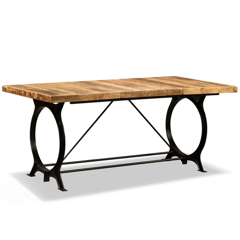 Festnight Table de Salle à Manger Industriel en Bois de Manguier Brut 180 x 90 x 77 cm