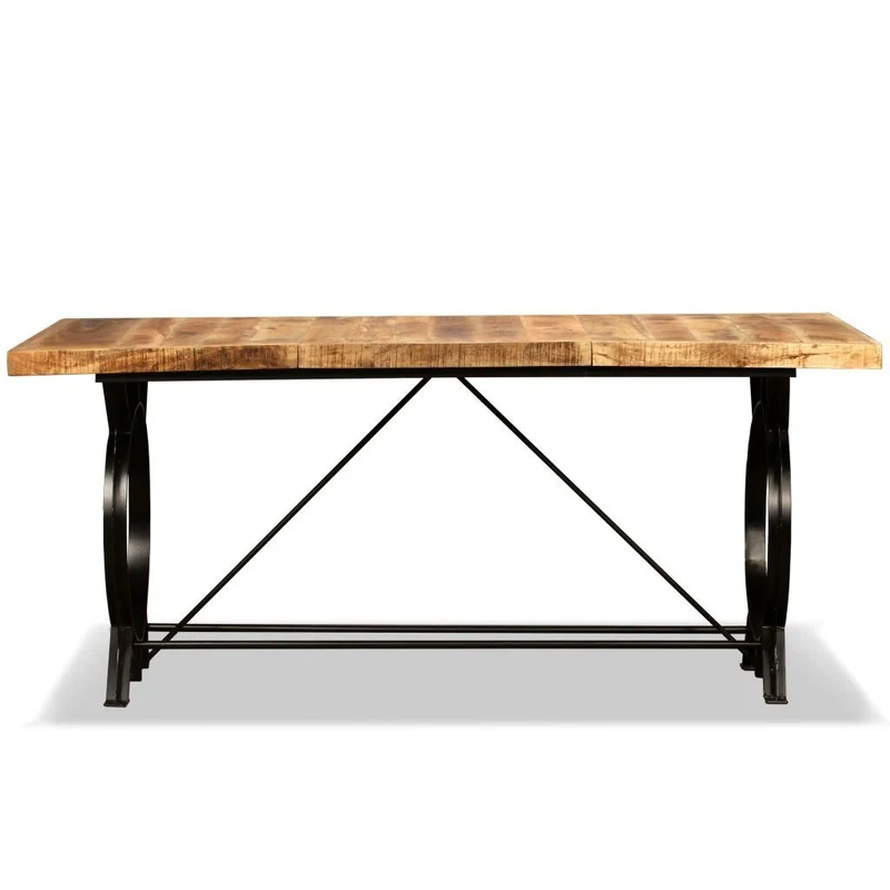 Festnight Table de Salle à Manger Industriel en Bois de Manguier Brut 180 x 90 x 77 cm