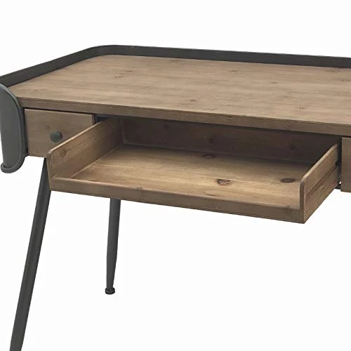 chemin_de_campagne Bureau à Tiroirs Industriel en Métal Bois 120 cm x 81 cm