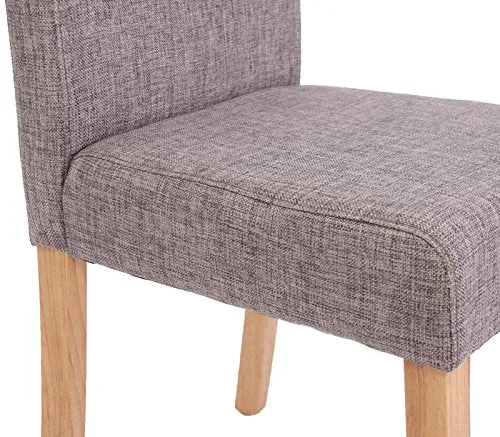Mendler Lot de 4 chaises de séjour Littau, Tissu Gris, Pieds clairs