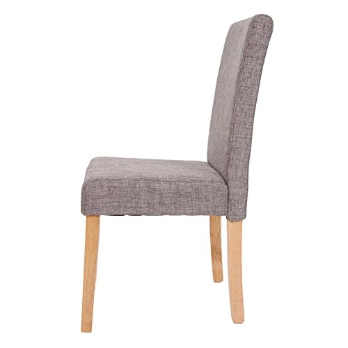 Mendler Lot de 4 chaises de séjour Littau, Tissu Gris, Pieds clairs
