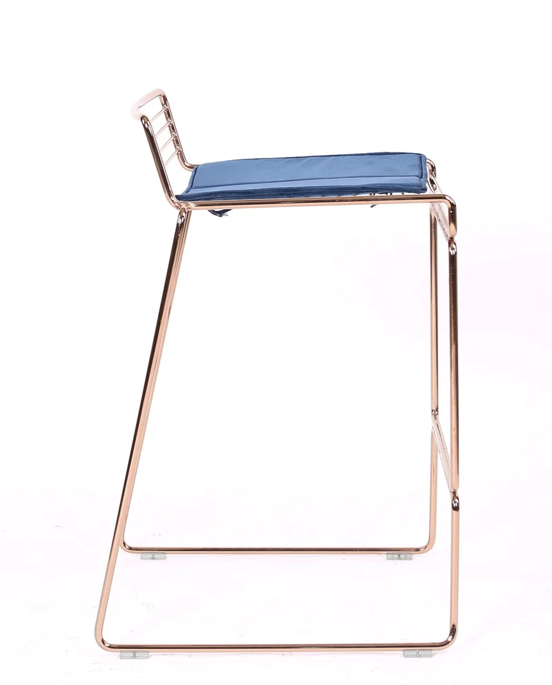 KAYELLES Rosso Lot de 2 chaises de Bar Design Filaire en métal - Coussin en Velours (Or Rose)