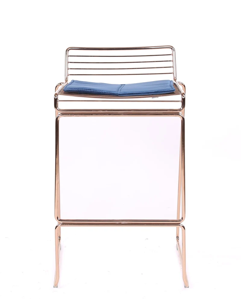 KAYELLES Rosso Lot de 2 chaises de Bar Design Filaire en métal - Coussin en Velours (Or Rose)