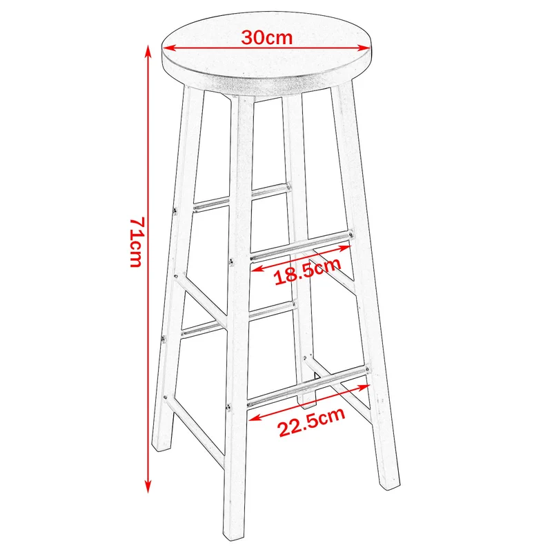 WOLTU BH130hei-2 Lot de 2 Tabourets de Bars Bistrot Structure en Acier Stable et Durable Surface d'assise en MDF, Chêne Clair
