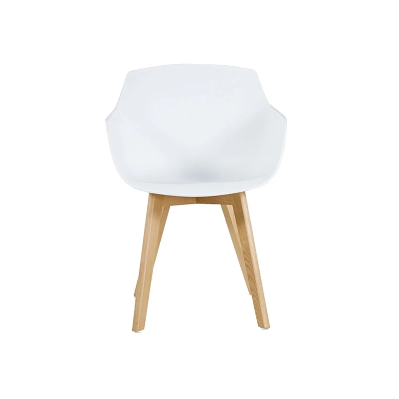 H.J WeDoo Lot de 2 Chaise Salle à Manger, Fauteuils Scandinave de Chaise latérale Design rétro avec Jambe de Bois de hêtre Massif - Blanc