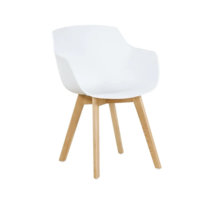 H.J WeDoo Lot de 2 Chaise Salle à Manger, Fauteuils Scandinave de Chaise latérale Design rétro avec Jambe de Bois de hêtre Massif - Blanc