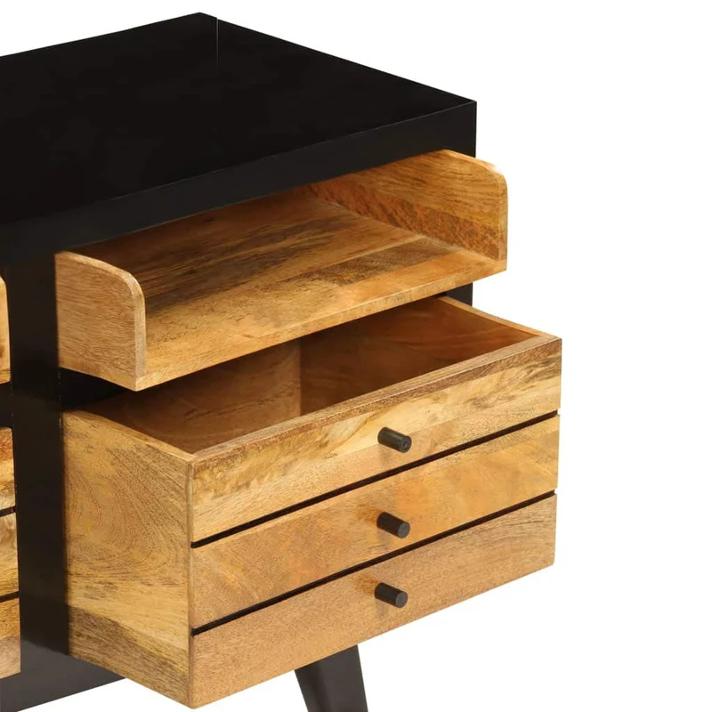 Festnight- Meuble TV en Bois Massif TV Cabinet Meuble de télévision avec 3 tiroir 120 x 30 x 50 cm Noir et Marron